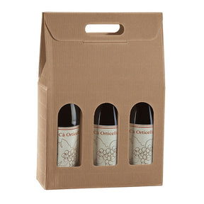 Tawny Textured Rib - 3 Bottle Carrier - 10-5/8 x 3-1/2 x 15-3/4"
