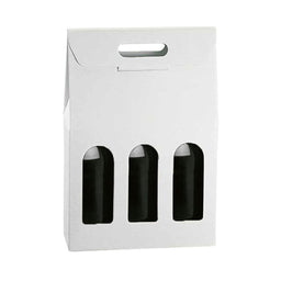 White Kraft - 3 Bottle Carrier - 10-5/8 x 3-1/2 x 15-3/4"
