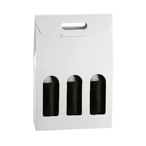 White Kraft - 3 Bottle Carrier - 10-5/8 x 3-1/2 x 15-3/4"