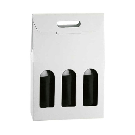 White Kraft - 3 Bottle Carrier - 10-5/8 x 3-1/2 x 15-3/4"