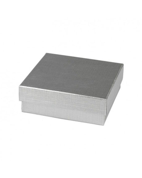 Gloss Silver Linen - Jewelry Box - 3-1/2 x 3-1/2 x 2"