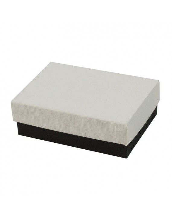 Black Onyx / White Canvas - Jewelry Box - 3-1/16 x 2-1/8 x 1"