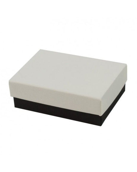 Black Onyx / White Canvas - Jewelry Box - 3-1/16 x 2-1/8 x 1"