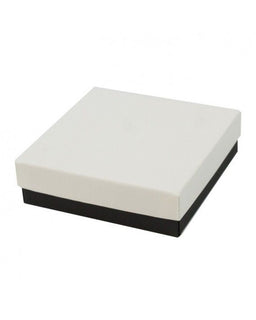 Black Onyx / White Canvas - Jewelry Box - 3-1/2 x 3-1/2 x 1"