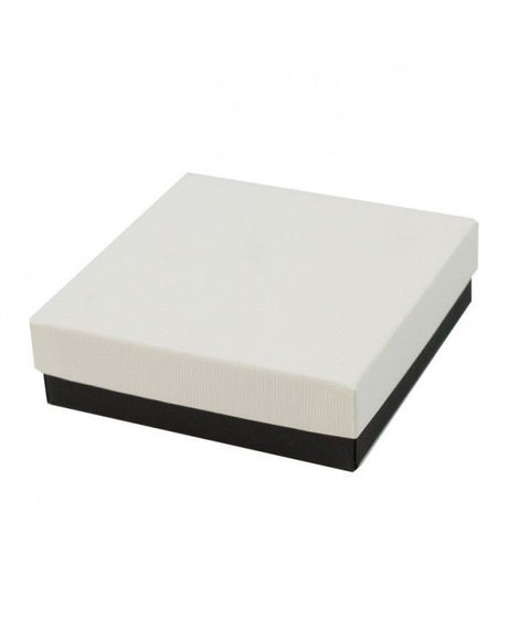 Black Onyx / White Canvas - Jewelry Box - 3-1/2 x 3-1/2 x 1"