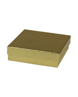 Gloss Gold Linen - Jewelry Box - 3-1/2 x 3-1/2 x 1"
