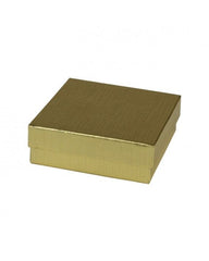 Gloss Gold Linen - Jewelry Box - 3-1/2 x 3-1/2 x 1-1/2"