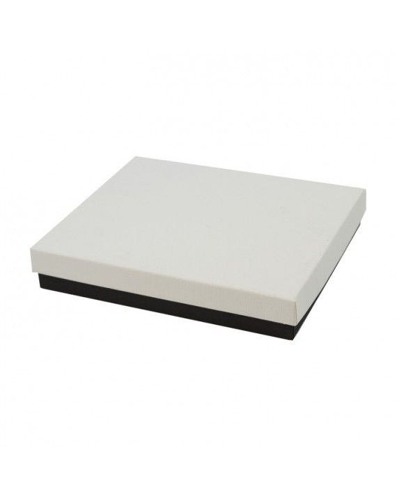 Black Onyx / White Canvas - Jewelry Box - 6 x 5 x 1"