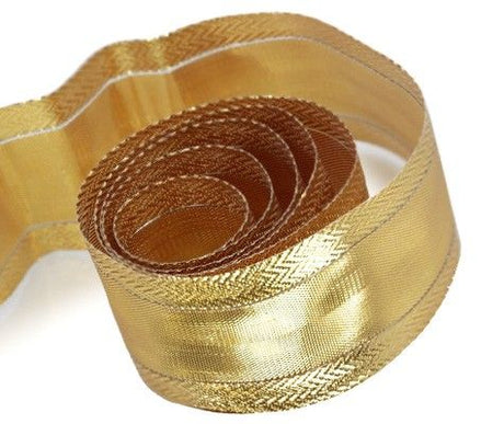 Metallic Gold - Luminous Satin (Wired Edge) Ribbon - 1-1/2" x 50 Yards