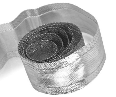 Metallic Silver - Luminous Satin (Wired Edge) Ribbon - 2-1/2" x 50 Yards