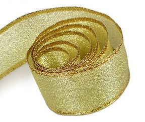 Metallic Gold - Luster Satin (Wired Edge) Ribbon - 1-1/2" x 50 Yards
