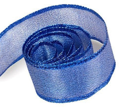 Metallic Royal Blue - Luster Satin (Wired Edge) Ribbon - 2-1/4" x 50 Yards