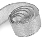 Metallic Silver - Luster Satin (Wired Edge) Ribbon - 1-1/2" x 50 Yards