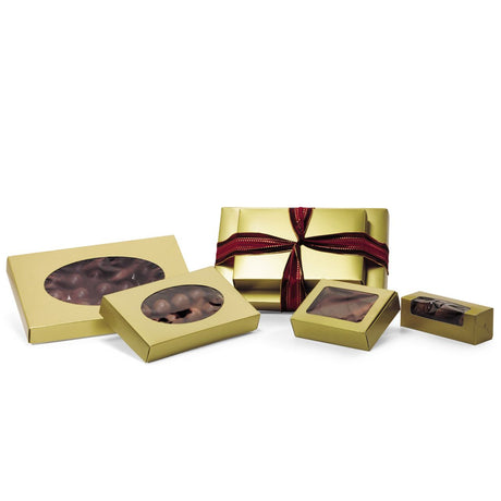 Old Gold Rectangle Window - Folding Candy Box - (1 lb) 9-3/8 x 6 x 1-1/8"