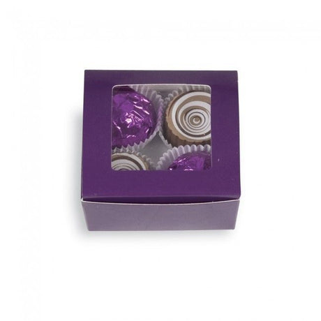 Aubergine - Ballotin Box - (4 Pc.) 2-5/8 x 2-1/2 x 1-1/4" - w/Window
