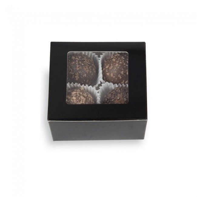 Black - Ballotin Box - (4 Pc.) 2-5/8 x 2-1/2 x 1-1/4" - w/Window