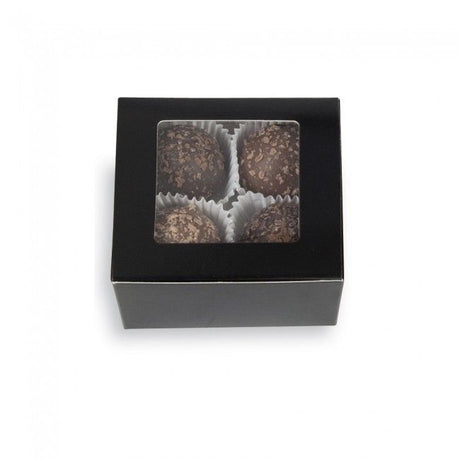 Black - Ballotin Box - (4 Pc.) 2-5/8 x 2-1/2 x 1-1/4" - w/Window