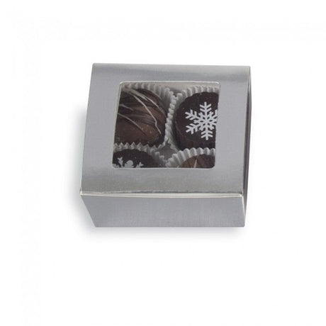 Silver - Ballotin Box - (4 Pc.) 2-5/8 x 2-1/2 x 1-1/4" - w/Window