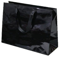 Black Gloss - Grosgrain Ribbon Handle Gift Bag - 12-1/2 x 4-1/2 x 9"