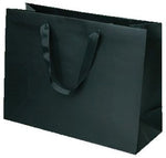Matte Black - Grosgrain Ribbon Handle Gift Bag - 12-1/2 x 4-1/2 x 9"