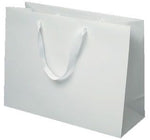 Matte White - Grosgrain Ribbon Handle Gift Bag - 12-1/2 x 4-1/2 x 9"