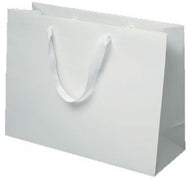 Matte White - Grosgrain Ribbon Handle Gift Bag - 12-1/2 x 4-1/2 x 9"