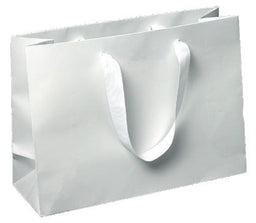Matte White - Grosgrain Ribbon Handle Gift Bag - 16 x 6 x 12"