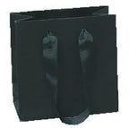Matte Black - Grosgrain Ribbon Handle Gift Bag - 6 x 3 x 6"