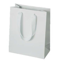 Matte White - Grosgrain Ribbon Handle Gift Bag - 8 x 4 x 10"