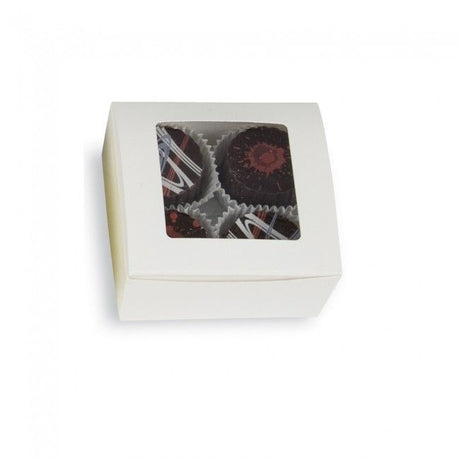 White - Ballotin Box - (4 Pc.) 2-5/8 x 2-1/2 x 1-1/4" - w/Window