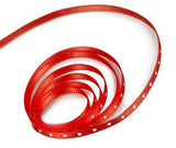 Red / White Dots - Mercedes Dot Ribbon - 1/8" x 100 Yards