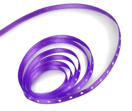 Purple / White Dot - Mercedes Dot Ribbon - 1/8" x 100 Yards