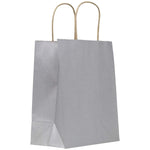 Matte Metallic Silver - Matte Shopping Bags - 8 x 4-3/4 x 10-3/8"