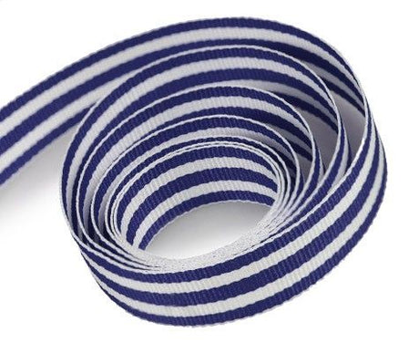 Navy / White - Mono Stripe Ribbon - 5/8" x 50 Yards