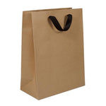 Chelsea Kraft / Black Handles - Twill Ribbon Handle Gift Bag - 10 x 5 x 13"