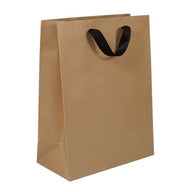 Chelsea Kraft / Black Handles - Twill Ribbon Handle Gift Bag - 10 x 5 x 13"