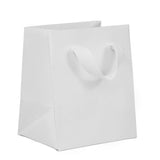 Wall Street White - Twill Ribbon Handle Gift Bag - 5 x 4 x 6"