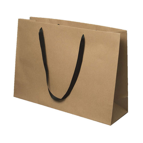 Chelsea Kraft / Black Handles - Twill Ribbon Handle Gift Bag - 20 x 14 x 6"