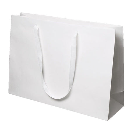 Wall Street White - Twill Ribbon Handle Gift Bag - 20 x 14 x 6"