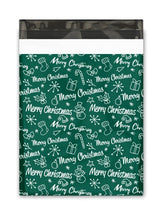 Merry Christmas Green Poly Mailers Size 10x13 Colorful Shipping Bags