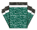 Merry Christmas Green Poly Mailers Size 10x13 Colorful Shipping Bags