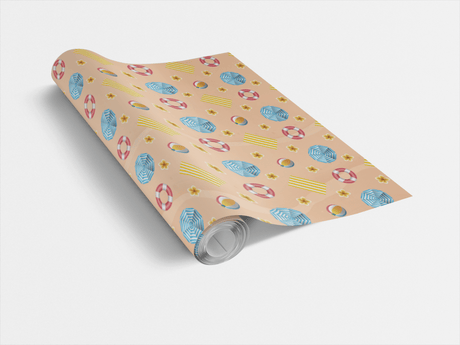 Peachy Beach Day - Watercolor Stripes Wrapping Paper