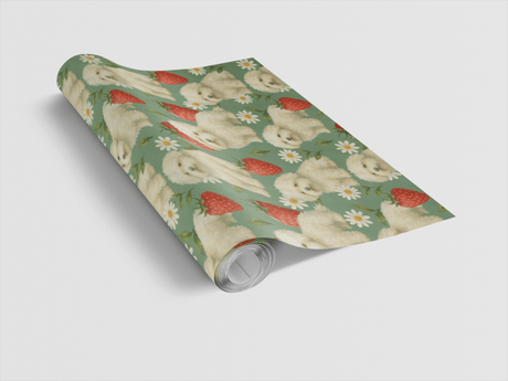 Fluffy Elegance - Fluffy Dogs & Flowers Wrapping Paper