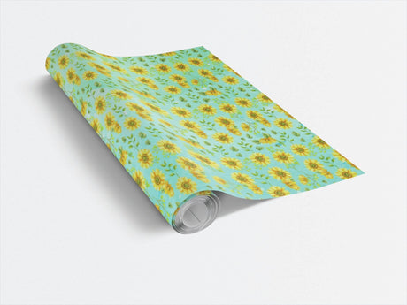 Sunflower Blue - Watercolor Sunflowers Wrapping Paper