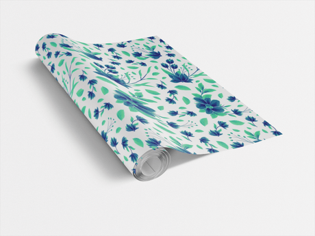 Floral Blue Pop - Floral Pattern Wrapping Paper