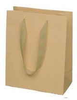 Natural Kraft / Kraft Handles - Twill Ribbon Handle Gift Bag - 8 x 4 x 10"