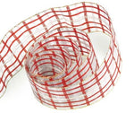 Red / White - Novel Plaid Ribbon - 1-1/2" x 50 Yards