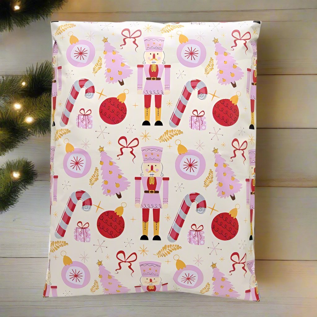 Nutcracker Poly Mailers Size 10x13 Christmas Shipping Bags