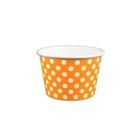 Polka Dot Orange - Ice Cream Cup - (12 oz) 4" Dia x 3" H