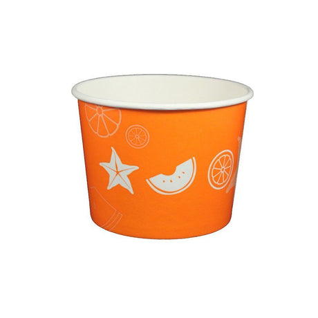 Fruit Pattern Orange - Ice Cream Cup - (16 oz) 4-3/8" Dia x 3-1/4" H